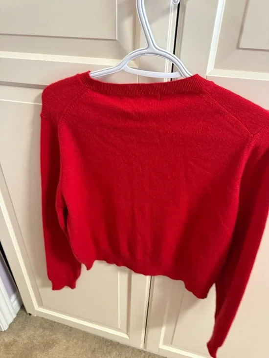 French Connection Bright Red Button-Front Cardigan - Picture 2 of 4